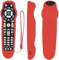 protective silicone remote case for verizon fios 2-device-in-1 version ver 2/3/4/5 rc2655007/01 shockproof washable skin-friendly remote control cover with loop (red) logo