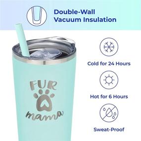 img 3 attached to SassyCups Fur Mama 22oz Engraved Mint Travel Mug - Stainless Steel Insulated Tumbler with Lid and Straw - Perfect for Dog Moms, Lovers, and Owners - From Dog