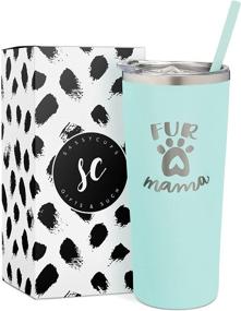 img 4 attached to SassyCups Fur Mama 22oz Engraved Mint Travel Mug - Stainless Steel Insulated Tumbler with Lid and Straw - Perfect for Dog Moms, Lovers, and Owners - From Dog