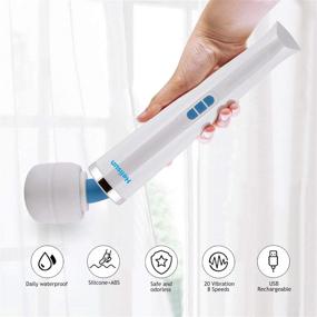 img 1 attached to 🔋 Helisun Cordless Personal Wand Massager: Handheld USB Charging, 8 Speeds & 20 Modes for Relaxing Massages including Neck, Back & Legs - Quiet and Magical!