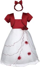 img 4 attached to 🎀 Pink Promise Girl's Apple Red Bolero Dress Set: Perfect Christmas Holiday Outfit for Ages 2-10!