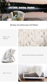 img 3 attached to 🛋️ EASTSURE Super Large Chunky Knit Blanket - Handmade Merino Wool Bed Sofa Throw - Bulky White 40"x80" Size