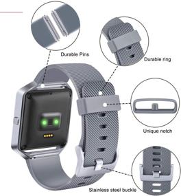 img 2 attached to 3-Пакет силиконовых браслетов для Fitbit Blaze - Совместимые браслеты для женщин и мужчин - Запасные спортивные ремешки для умных часов Fitbit Blaze (Маленькие, Золото/Серый/Черный)