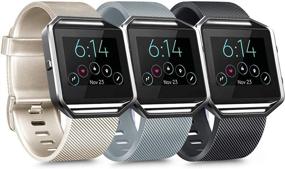 img 4 attached to 3-Пакет силиконовых браслетов для Fitbit Blaze - Совместимые браслеты для женщин и мужчин - Запасные спортивные ремешки для умных часов Fitbit Blaze (Маленькие, Золото/Серый/Черный)