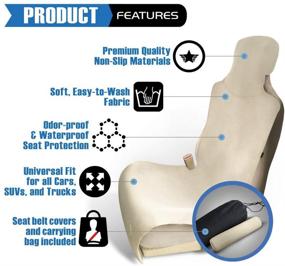 img 3 attached to 🚗 Waterproof Neoprene Car Seat Cover, Universal Fit - Beige/Tan - Ryzen