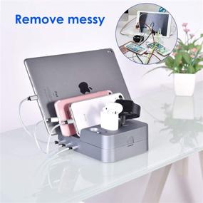 img 1 attached to KeyEntre 6 Port USB Charging Station For Multi Device USB Charging Dock Station HUB Desktop Charger Stand Organizer Compatible With IPhone IPad Cell Phone Tablets (Include 3 Short Cable)