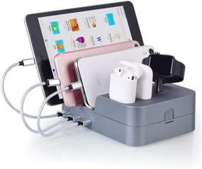 img 4 attached to KeyEntre 6 Port USB Charging Station For Multi Device USB Charging Dock Station HUB Desktop Charger Stand Organizer Compatible With IPhone IPad Cell Phone Tablets (Include 3 Short Cable)