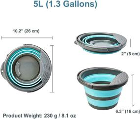 img 2 attached to 🪣 2-Pack Collapsible Bucket with Removable Filter - Durable BPA Free Plastic Cleaning and Gardening Bucket for Hiking, Camping - Blue, 10L (2.6 Gallons) and 5L (1.3 Gallons)