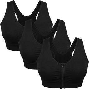 img 4 attached to 🏋️ Wireless Post-Surgery Active Yoga Sports Bras with Zip Front for Women