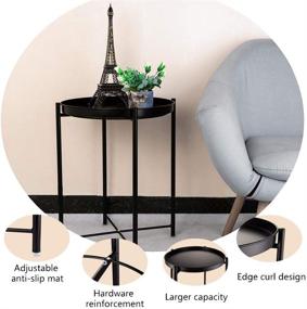 img 1 attached to 🌲 EKNITEY Black Folding Metal End Table: Waterproof & Removable Tray for Living Room, Bedroom, Balcony, and Office