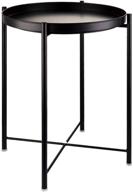 🌲 eknitey black folding metal end table: waterproof & removable tray for living room, bedroom, balcony, and office logo