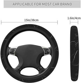 img 1 attached to DOHOOC Black Marble Steering Wheel Cover Cute Car Accessories For Women Men Universal Fit 15 Inches Breathable Anti Slip Sweat Absorption