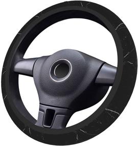img 3 attached to DOHOOC Black Marble Steering Wheel Cover Cute Car Accessories For Women Men Universal Fit 15 Inches Breathable Anti Slip Sweat Absorption