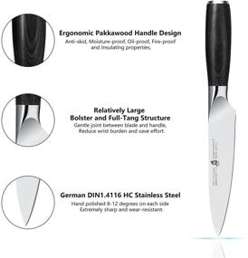 img 1 attached to 🔪 Нож Goshawk серии TUO 5 дюймов: Маленький точный шеф-нож для мяса, овощей и фруктов с элегантной рукояткой из паккавуда - Включает подарочную коробку