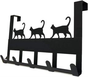 img 3 attached to 🐱 Mango Steam Over-The-Door Organizer Hanger for Towels, Hats, Hoodies, Jackets, Packs, &amp; Keys (Black Cat)