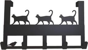 img 4 attached to 🐱 Mango Steam Over-The-Door Organizer Hanger for Towels, Hats, Hoodies, Jackets, Packs, &amp; Keys (Black Cat)