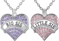 💖 heart necklace set for 2 sisters, big sis & lil sis jewelry gifts - perfect gifts for girls, teens, women logo