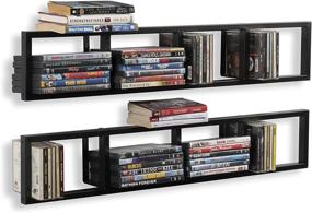 img 4 attached to You-Have-Space Wall Mount 34 Inch CD DVD Organizer Metal Floating Shelf Set of 2 Black - Media Storage Rack
