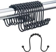 🚿 amazer black double shower hooks: stainless steel heavy duty rings for rust-resistant curtain liner, set of 12, black logo