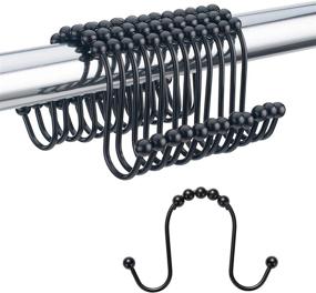 img 4 attached to 🚿 Amazer Black Double Shower Hooks: Stainless Steel Heavy Duty Rings for Rust-Resistant Curtain Liner, Set of 12, Black