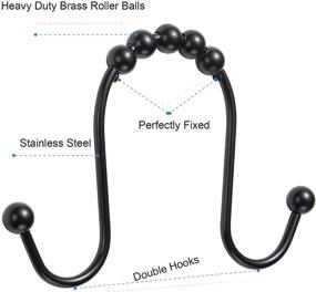 img 1 attached to 🚿 Amazer Black Double Shower Hooks: Stainless Steel Heavy Duty Rings for Rust-Resistant Curtain Liner, Set of 12, Black
