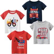 kivors toddler boys' 4-pack dinosaur t-shirts: short-sleeve crewneck cartoon tops for ages 2-6 logo