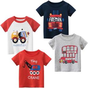 img 4 attached to Kivors Toddler Boys' 4-Pack Dinosaur T-Shirts: Short-Sleeve Crewneck Cartoon Tops for Ages 2-6