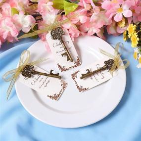 img 1 attached to 🔑 72 Piece Antique Gold Vintage Skeleton Key Bottle Opener Wedding Favor Set with Escort Tag Card – Perfect for Engagement and Bridal Shower Favors, Rustic Party Favors in Bulk, Housewarming Gifts