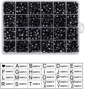 img 2 attached to 📿 1620-Piece A-Z Letter Beads Kit: Sorted Alphabet Beads & Black Acrylic Letters for Jewelry Making, Crafts, and Name Bracelets