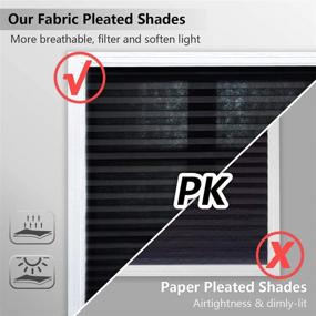 img 2 attached to 🪟 White Cordless Pleated Shades and Blinds for Windows - Light Filtering Fabric Blinds, Easy to Install and Cut, Pack of 3, Size: 36"x72