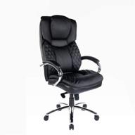 halter executive bonded leather office chair: high back, swivel motion, adjustable height, caster wheels, lumbar support - ergonomic computer desk seating, black logo