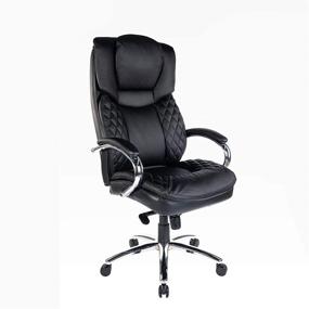 img 4 attached to Halter Executive Bonded Leather Office Chair: High Back, Swivel Motion, Adjustable Height, Caster Wheels, Lumbar Support - Ergonomic Computer Desk Seating, Black