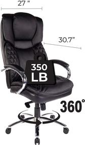 img 3 attached to Halter Executive Bonded Leather Office Chair: High Back, Swivel Motion, Adjustable Height, Caster Wheels, Lumbar Support - Ergonomic Computer Desk Seating, Black