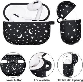 img 3 attached to 🌌 Forrrest AirPods Pro Case Cover - Star Moon Starry Sky Printed Design Silicone Protective Skin with Keychain for Girls, Women, Boys - Sky Blue AirPods Pro Accessories