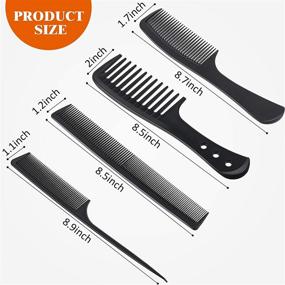 img 3 attached to 💇 Carbon Fiber Hair Comb Set - Includes Fine/Wide Tooth, Rat Tail, Pintail, Detangling Combs - Anti-Static, Heat Resistant Styling Comb for Most Hair Types