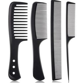 img 4 attached to 💇 Carbon Fiber Hair Comb Set - Includes Fine/Wide Tooth, Rat Tail, Pintail, Detangling Combs - Anti-Static, Heat Resistant Styling Comb for Most Hair Types