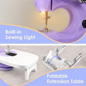 img 1 attached to 🧵 Portable Sewing Machine for Beginners - Easy-to-Use Mini Sewing Machine with Extension Table, 2-Speed & Light; Perfect Gift for Kids, Women, Household and Travel - Includes Safe Sewing Kit