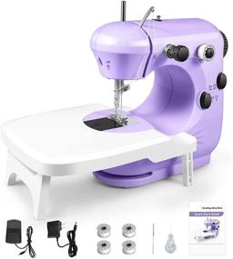 img 4 attached to 🧵 Portable Sewing Machine for Beginners - Easy-to-Use Mini Sewing Machine with Extension Table, 2-Speed & Light; Perfect Gift for Kids, Women, Household and Travel - Includes Safe Sewing Kit