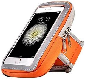 img 1 attached to Cecety TM Outdoor Sport Running Sweatproof Armband Phone Holder Pouch For Samsung Galaxy S20 / Note10 / A10 / A20 / A50 / IPhone 11/11 Pro Max/Google Pixel 4 / OnePlus 7 / Razer Phone 2 (Orange)