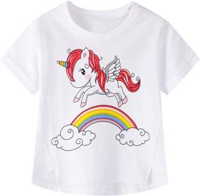 img 2 attached to 🦄 Adorable Sleeve T Shirts for Girls: Unicorn Graphic Crewneck Tops, Tees & Blouses