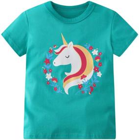 img 3 attached to 🦄 Adorable Sleeve T Shirts for Girls: Unicorn Graphic Crewneck Tops, Tees & Blouses