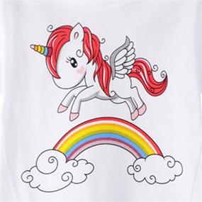 img 1 attached to 🦄 Adorable Sleeve T Shirts for Girls: Unicorn Graphic Crewneck Tops, Tees & Blouses