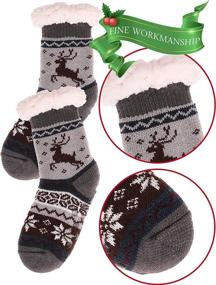 img 1 attached to Cozy Slipper Fleece Winter Christmas Stockings for Boys' Clothing with Socks & Hosiery