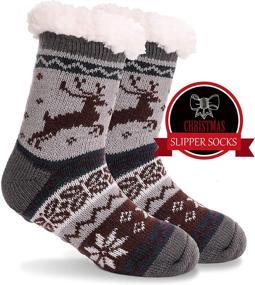 img 4 attached to Cozy Slipper Fleece Winter Christmas Stockings for Boys' Clothing with Socks & Hosiery