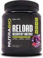 nutrabio reload - высокоэффективная формула восстановления мышц - после тренировки - 3г креатин - 8г bcaa - 5г глутамин - 30 порций, вкус винограда-ягоды. логотип