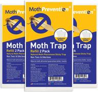 mothprevention moth trap refill strips - 6 strips total, 3x twin packs - effective clothes closet moth control - pheromone traps for clothes moths - guaranteed results! логотип