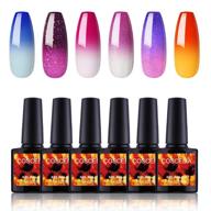 6 pc mood temperature changing gel nail polish glitter set - color changing gel nail polish collection with hot and cold ombre effects - soak off gel nail art manicure set - spring colors logo