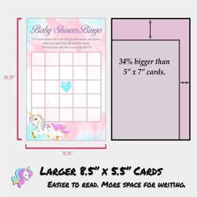 img 1 attached to 🦄 Brien Home Pink Unicorn Theme Baby Shower Game Set for Girls - 5 Games with 50 Sheets Each: Baby Prediction & Advice, Word Scramble, Bingo, Who Knows Mommy, Baby Trivia