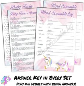 img 3 attached to 🦄 Brien Home Pink Unicorn Theme Baby Shower Game Set for Girls - 5 Games with 50 Sheets Each: Baby Prediction & Advice, Word Scramble, Bingo, Who Knows Mommy, Baby Trivia