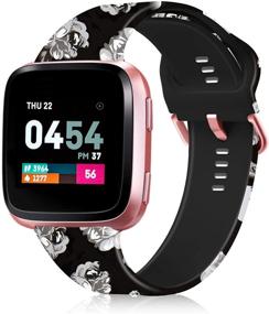 img 4 attached to Заменяемый ремешок для Fitbit Versa с узорами для женщин и мужчин, мягкий силиконовый ремешок с печатью, совместим с Fitbit Versa, Versa 2 и Versa Lite Edition - ZEROFIRE Bands